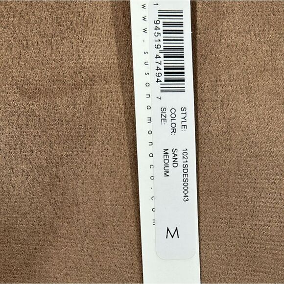 Susana Monaco -1908 NWT Sand Beige Faux Suede Pull On Above Knee Pencil Skirt M - Picture 7 of 9